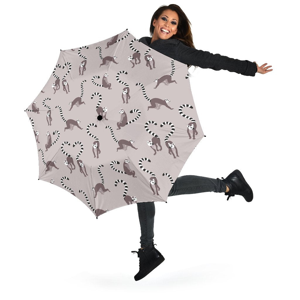 Lemur Pattern Print Automatic Foldable Umbrella-grizzshop