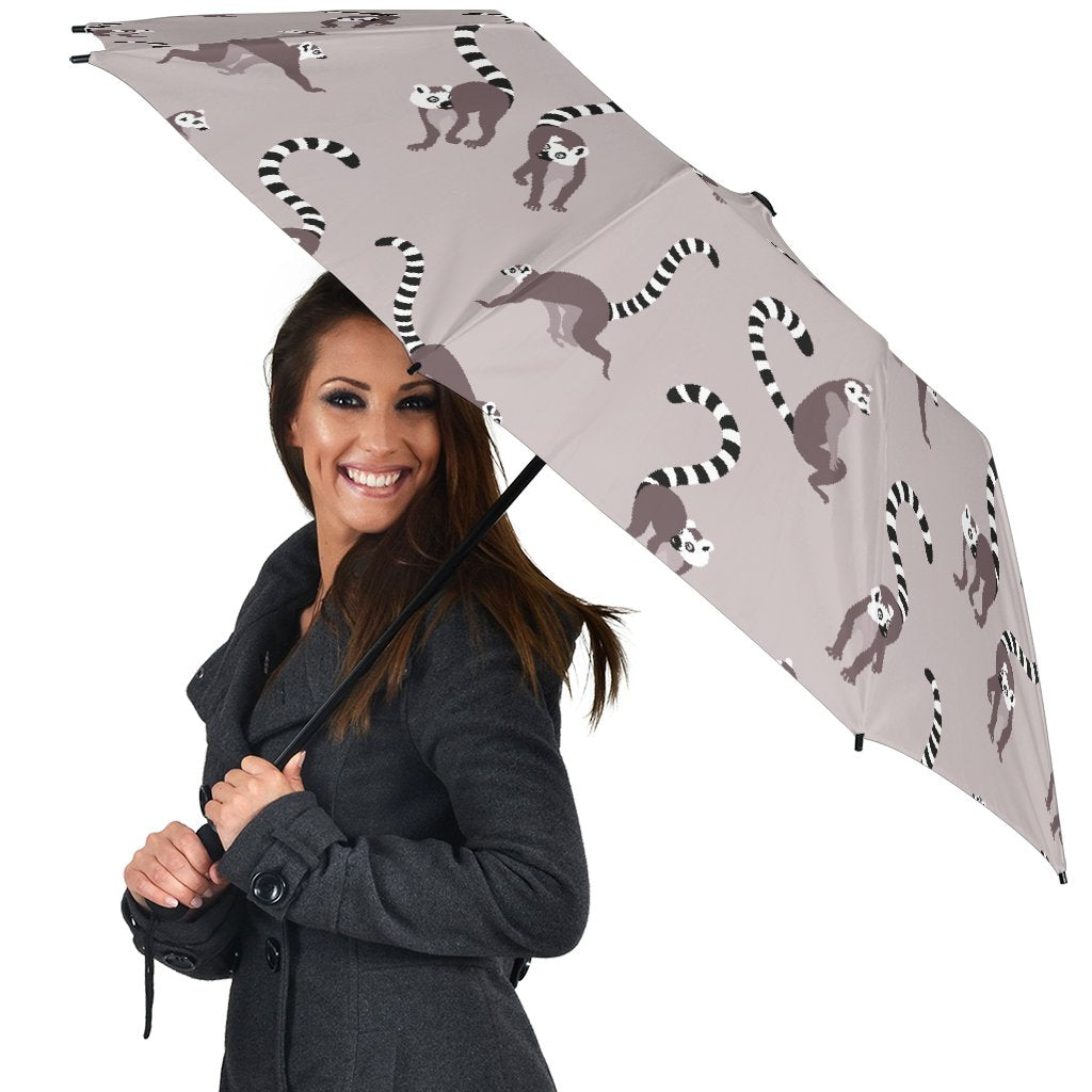 Lemur Pattern Print Automatic Foldable Umbrella-grizzshop