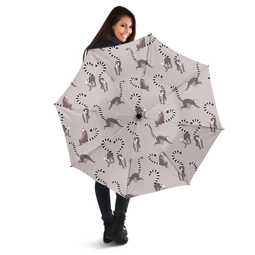 Lemur Pattern Print Automatic Foldable Umbrella-grizzshop