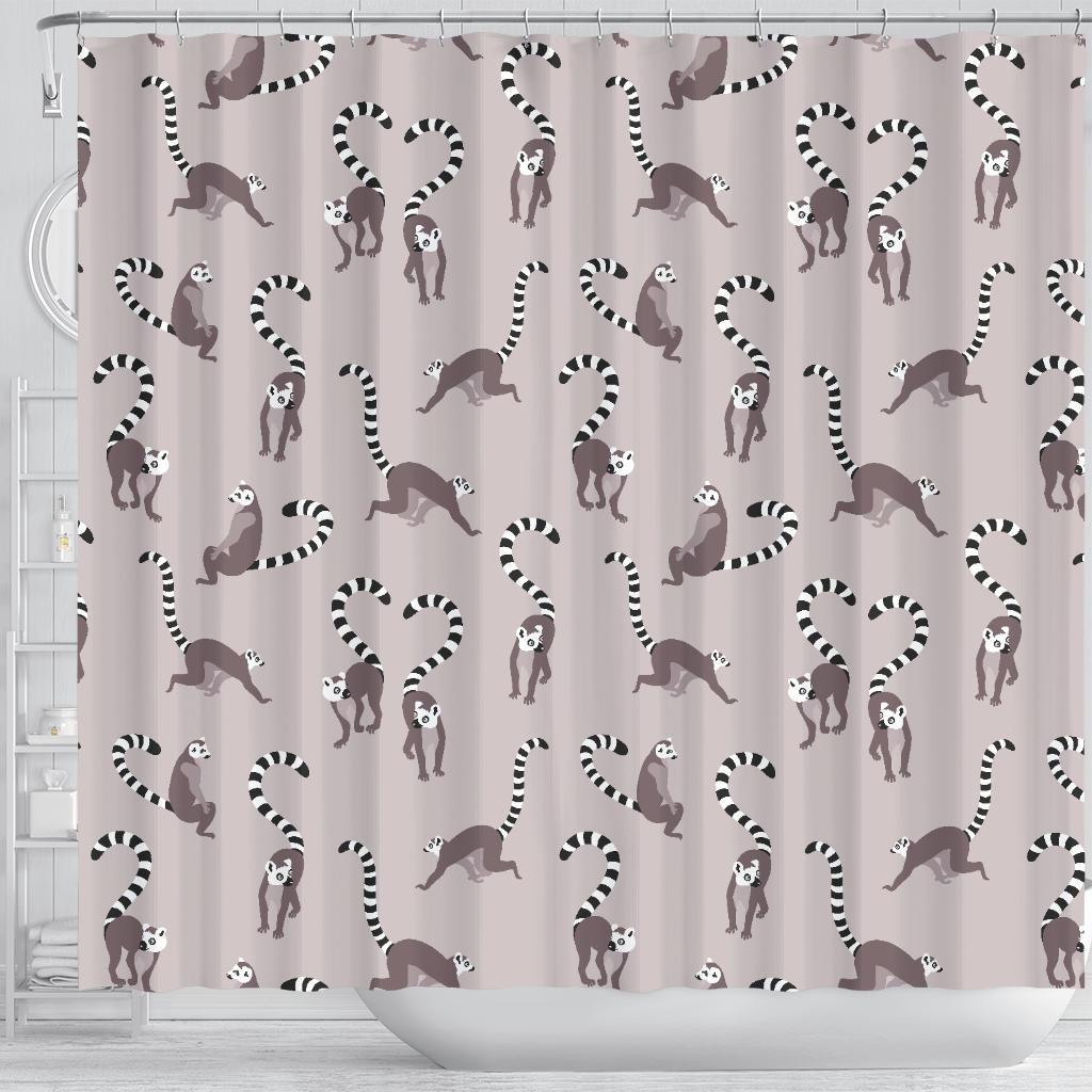 Lemur Pattern Print Bathroom Shower Curtain-grizzshop