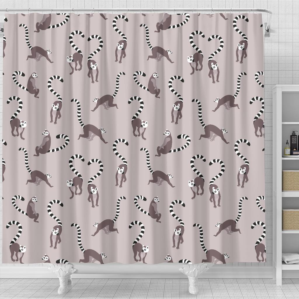 Lemur Pattern Print Bathroom Shower Curtain-grizzshop