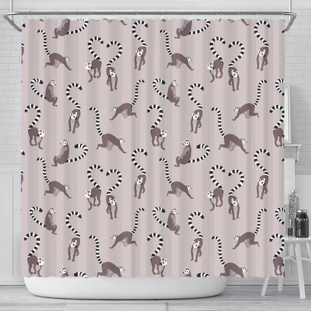 Lemur Pattern Print Bathroom Shower Curtain-grizzshop