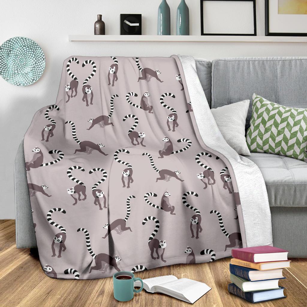 Lemur Pattern Print Blanket-grizzshop