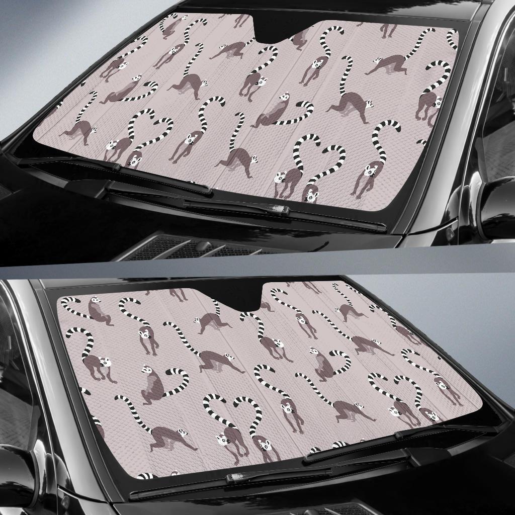 Lemur Pattern Print Car Sun Shade-grizzshop