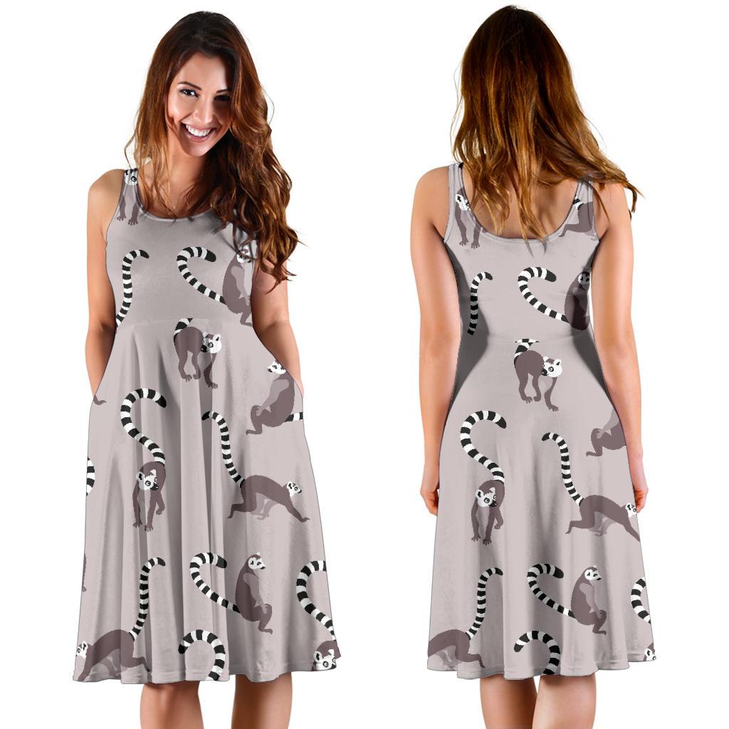 Lemur Pattern Print Dress-grizzshop