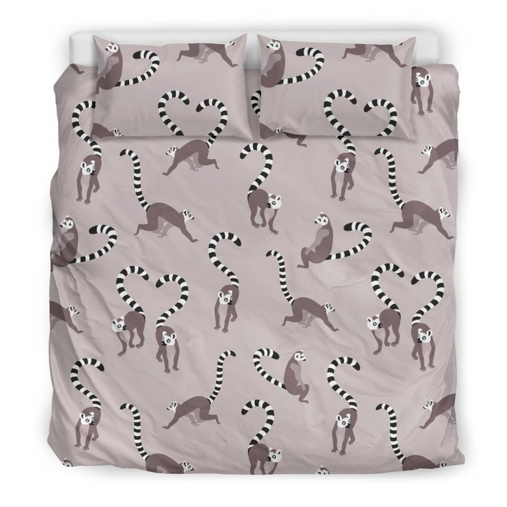 Lemur Pattern Print Duvet Cover Bedding Set-grizzshop