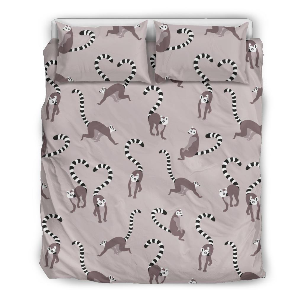 Lemur Pattern Print Duvet Cover Bedding Set-grizzshop