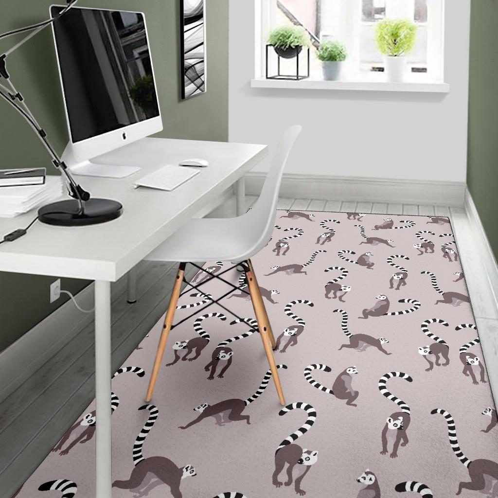 Lemur Pattern Print Floor Mat-grizzshop