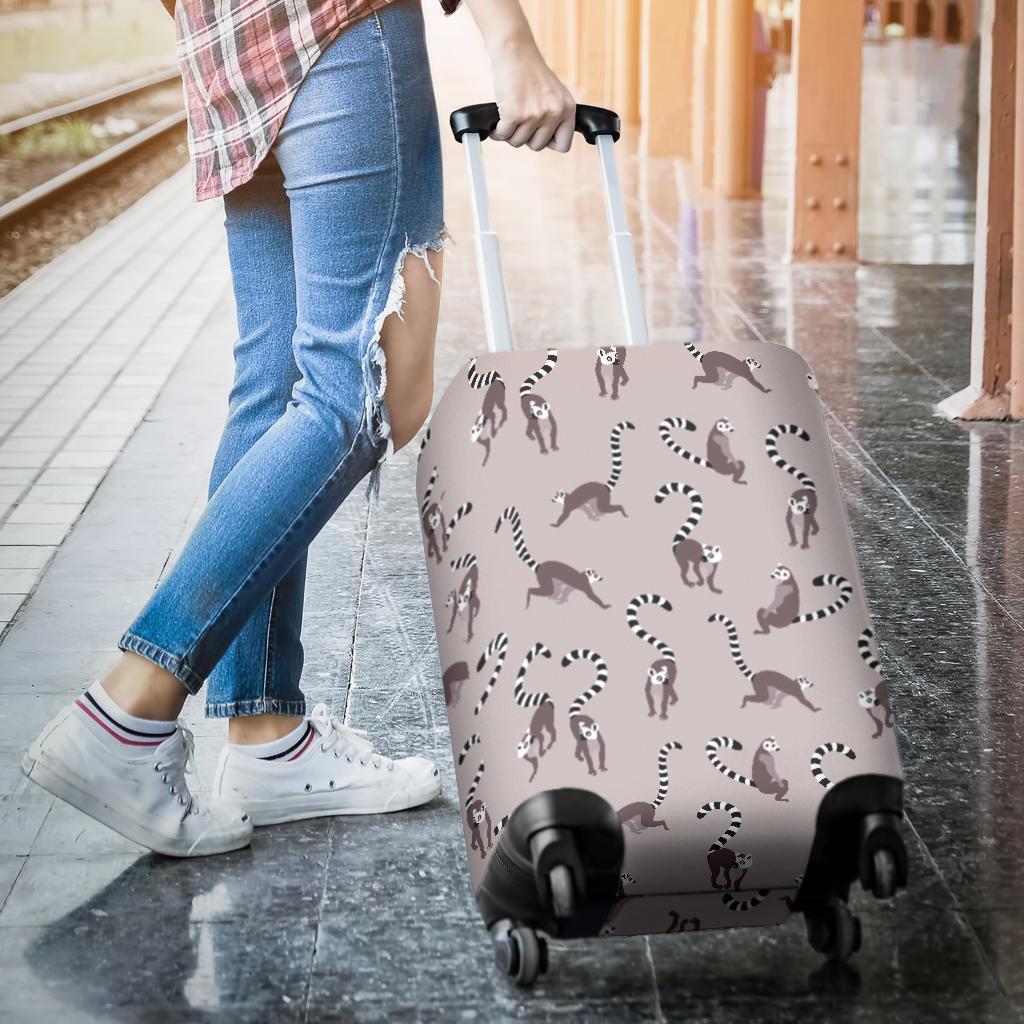 Lemur Pattern Print Luggage Cover Protector-grizzshop