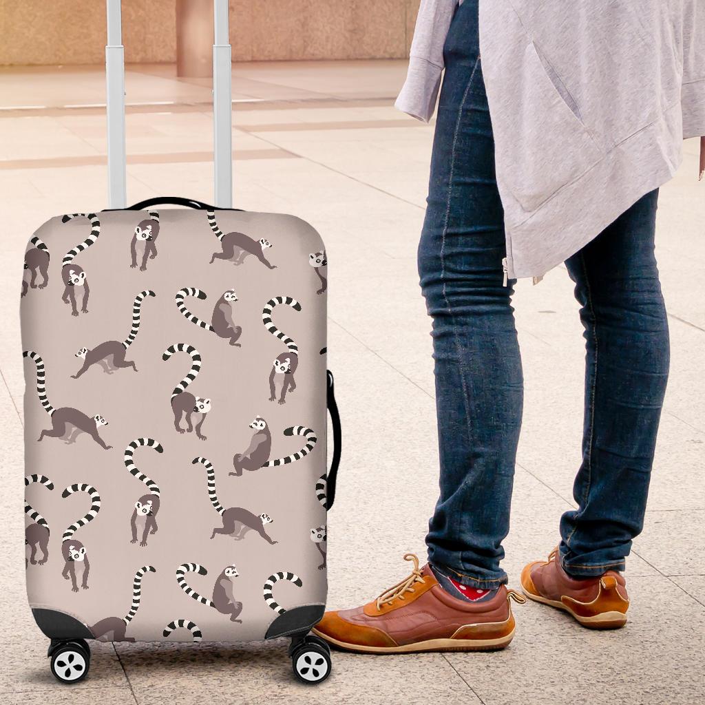 Lemur Pattern Print Luggage Cover Protector-grizzshop