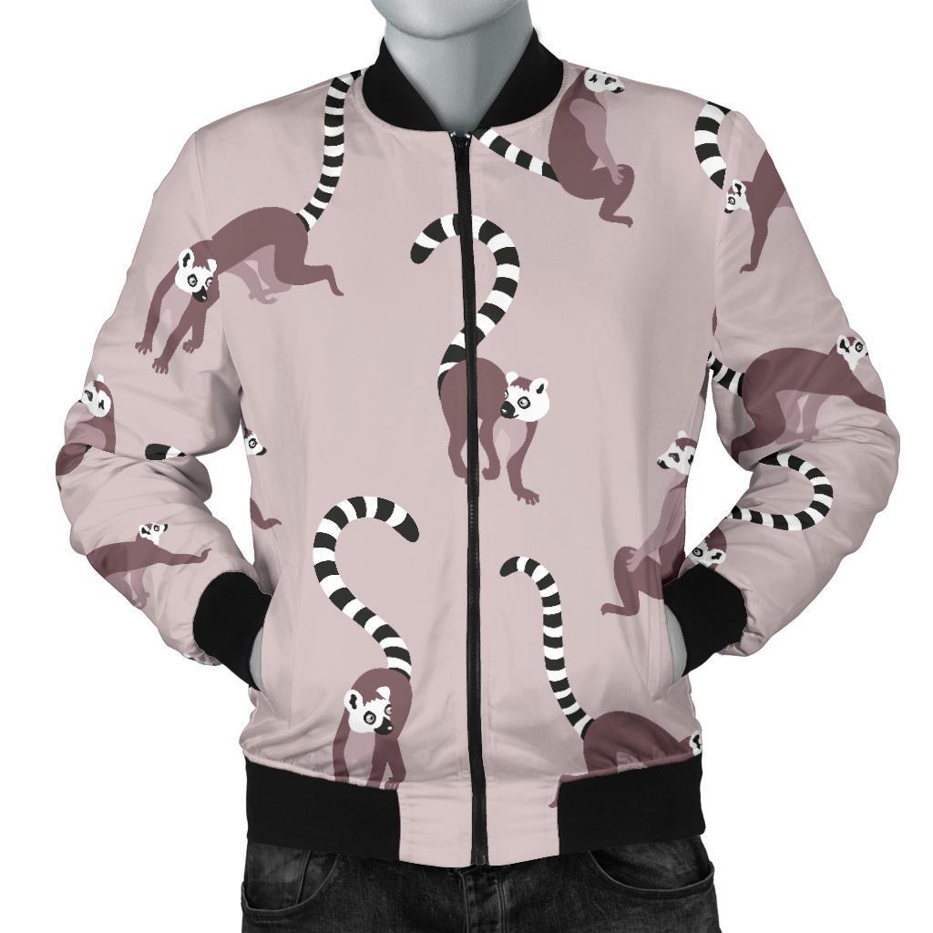 Lemur Pattern Print Men's Bomber Jacket-grizzshop