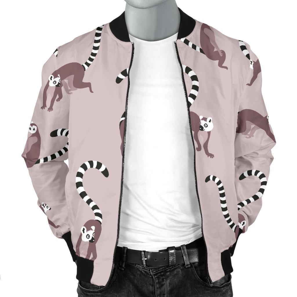 Lemur Pattern Print Men's Bomber Jacket-grizzshop