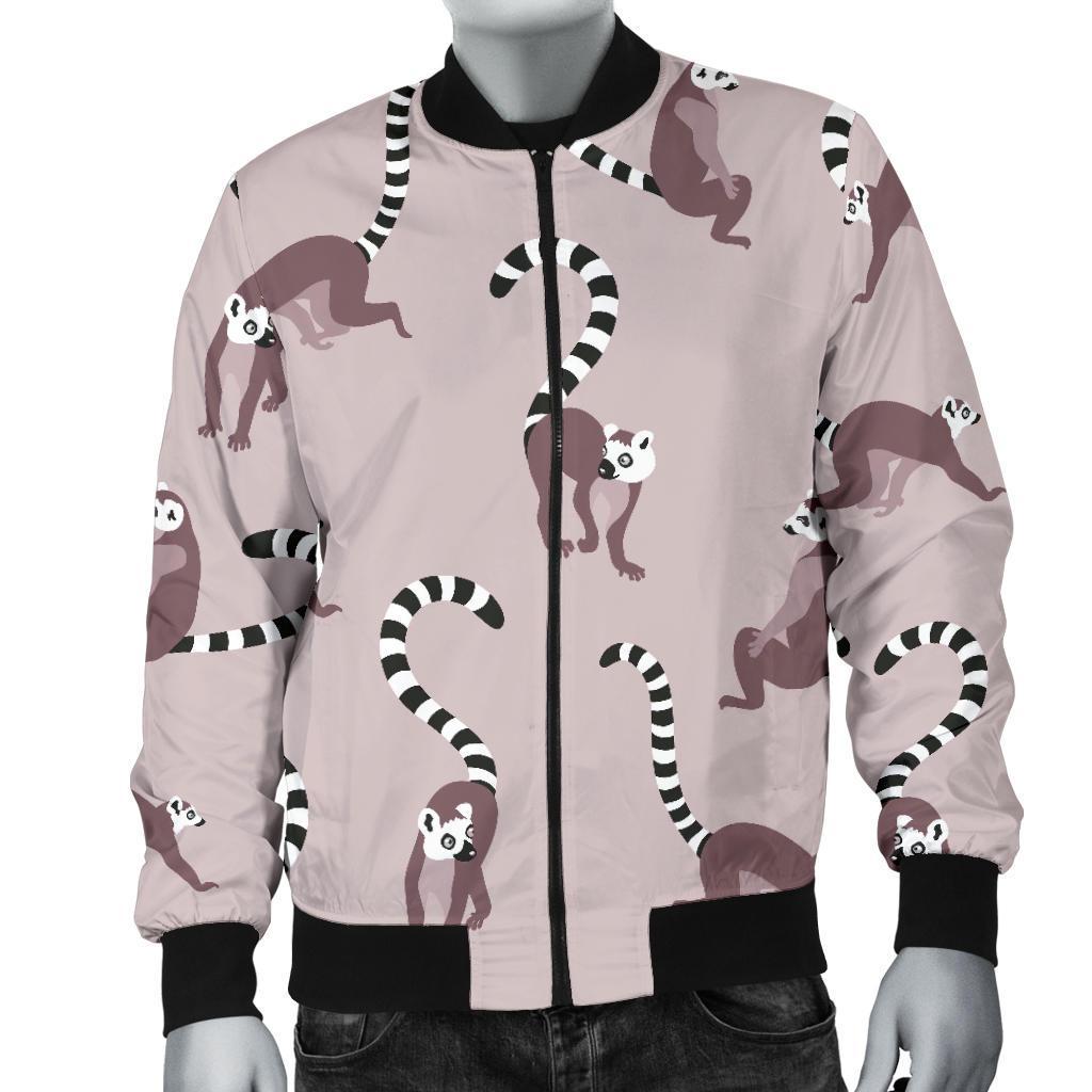 Lemur Pattern Print Men's Bomber Jacket-grizzshop