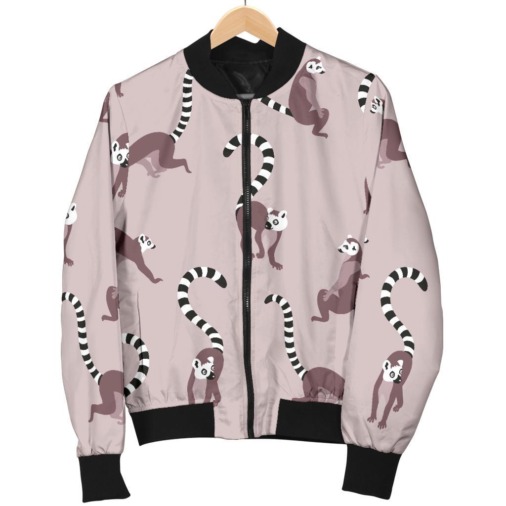 Lemur Pattern Print Men's Bomber Jacket-grizzshop