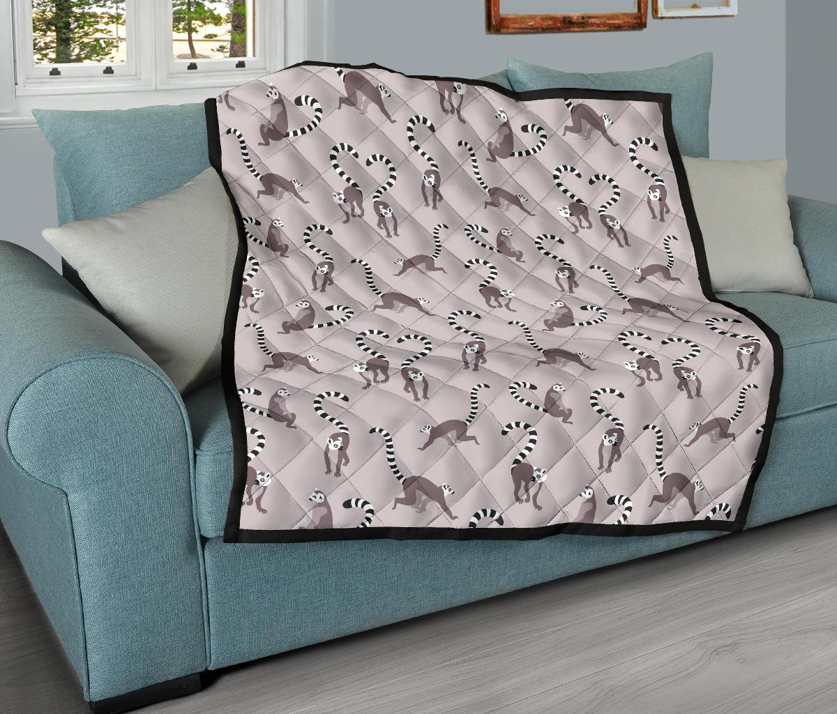 Lemur Pattern Print Quilt-grizzshop