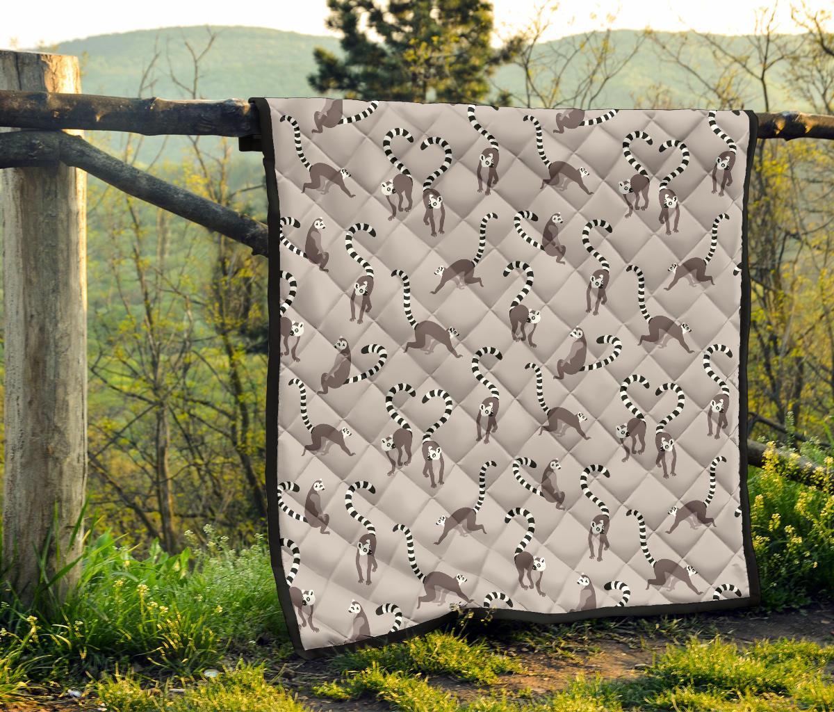 Lemur Pattern Print Quilt-grizzshop