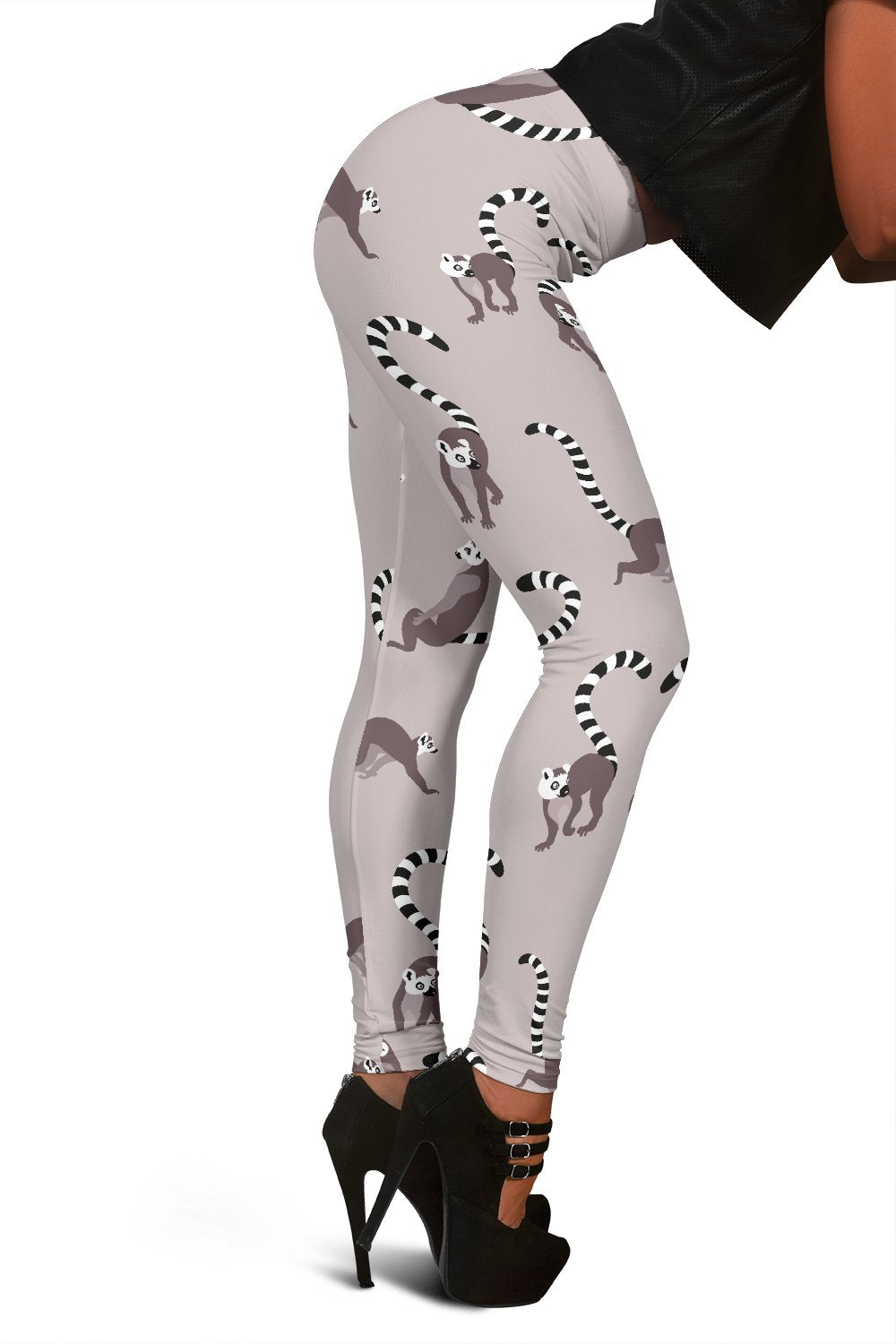 Lemur Pattern Print Women Leggings-grizzshop