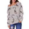 Lemur Pattern Print Women Off Shoulder Sweatshirt-grizzshop