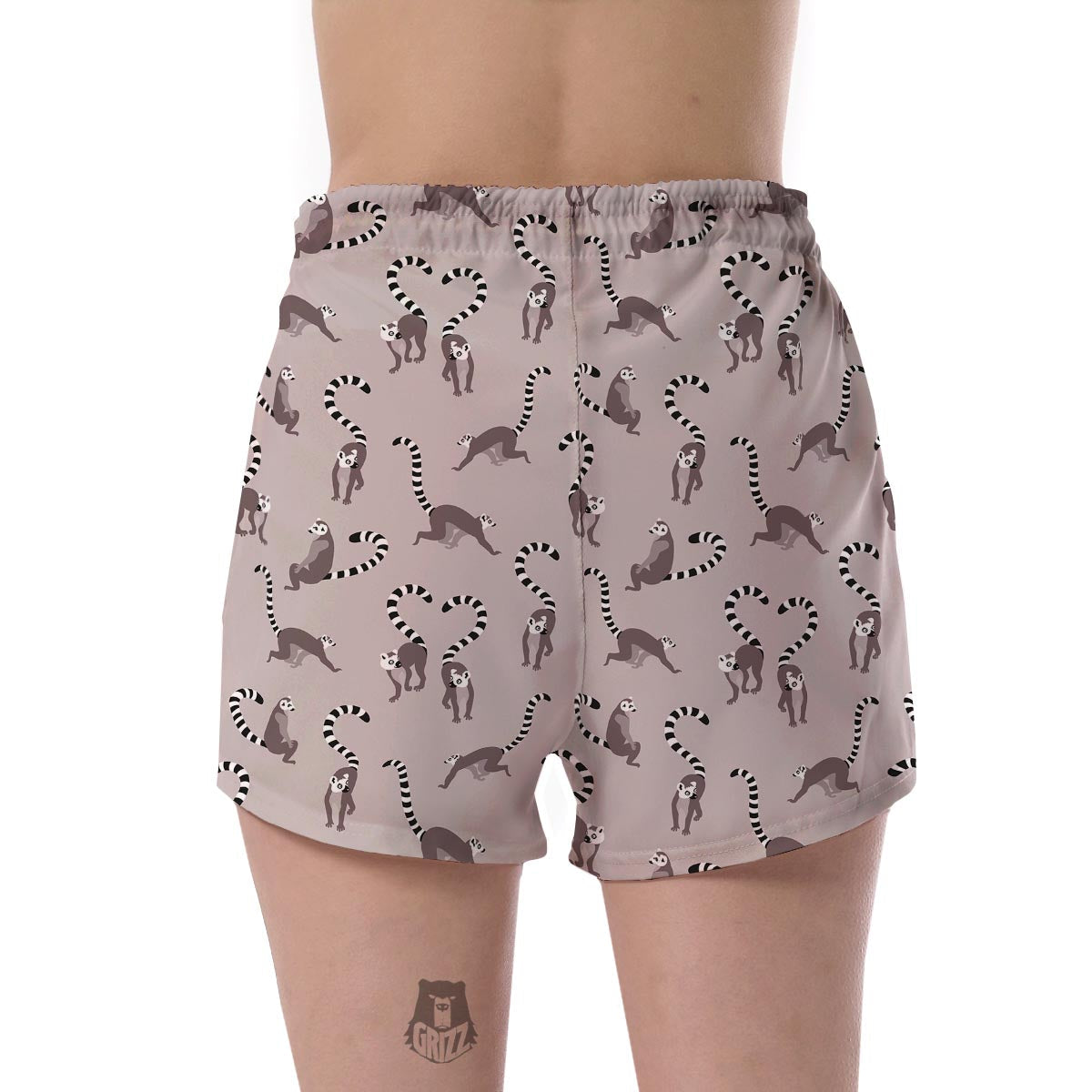 Lemur Pattern Print Women's Shorts-grizzshop