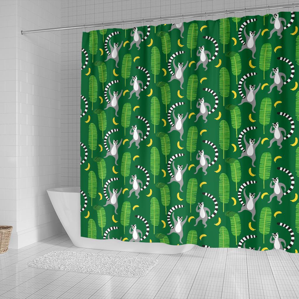 Lemur Print Pattern Bathroom Shower Curtain-grizzshop