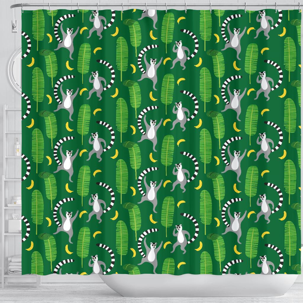 Lemur Print Pattern Bathroom Shower Curtain-grizzshop