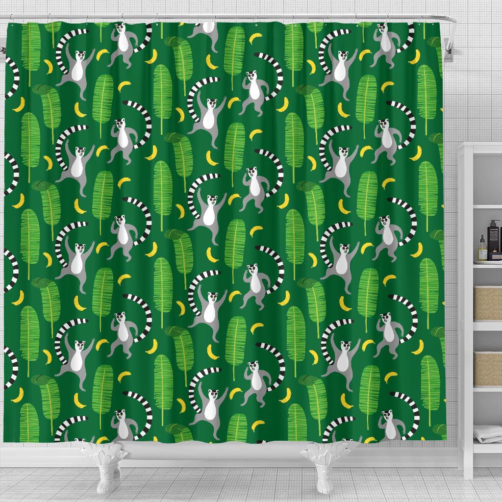 Lemur Print Pattern Bathroom Shower Curtain-grizzshop