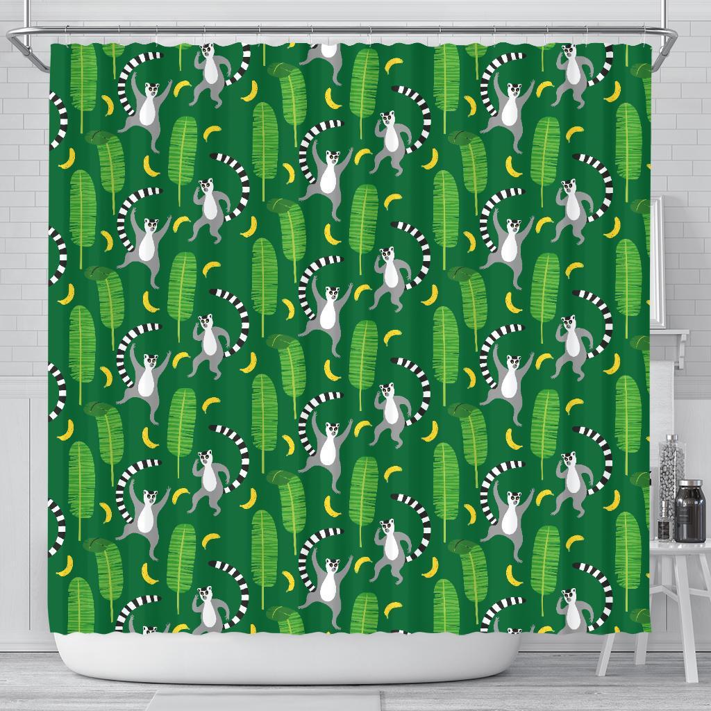 Lemur Print Pattern Bathroom Shower Curtain-grizzshop