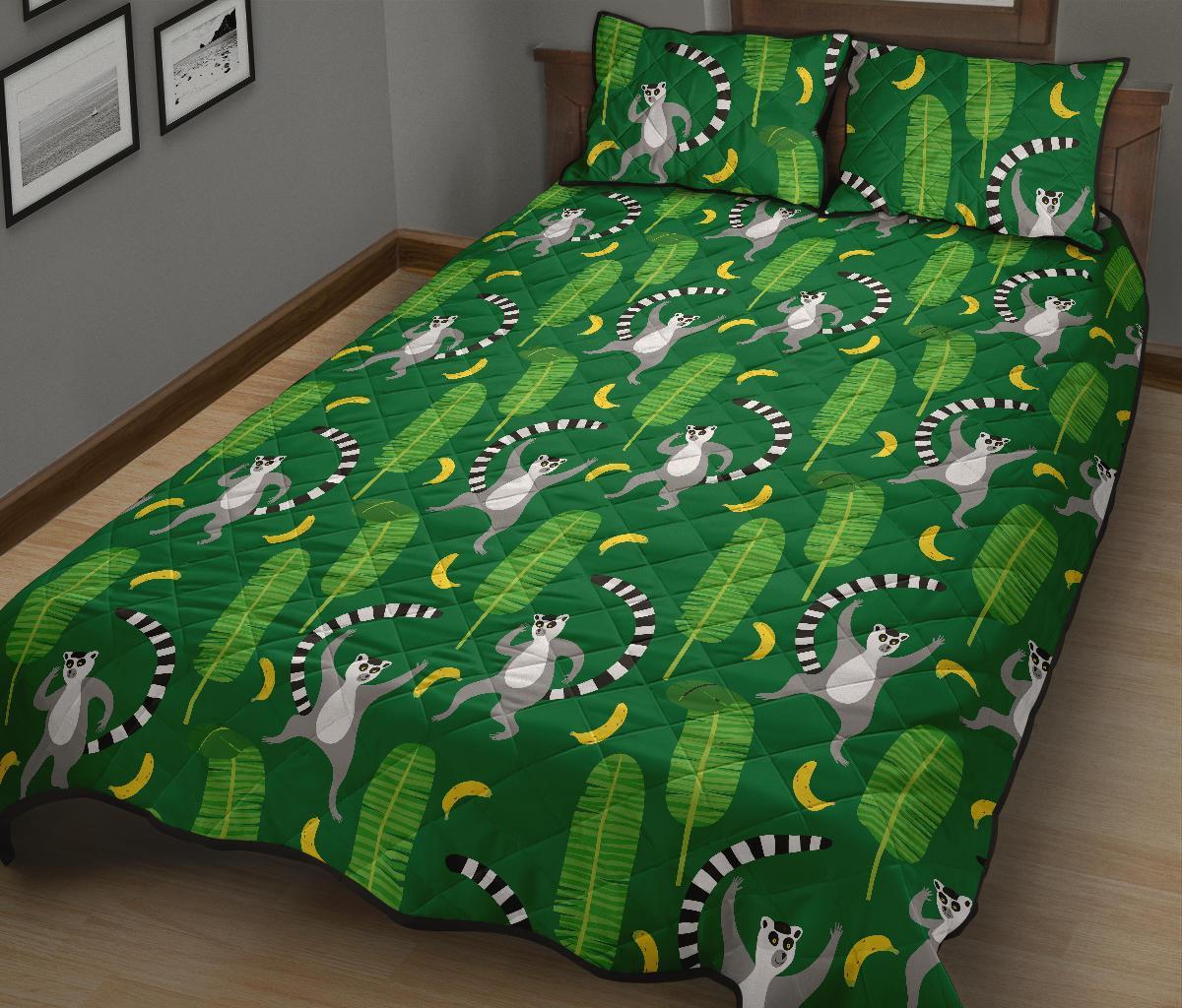 Lemur Print Pattern Bed Set Quilt-grizzshop