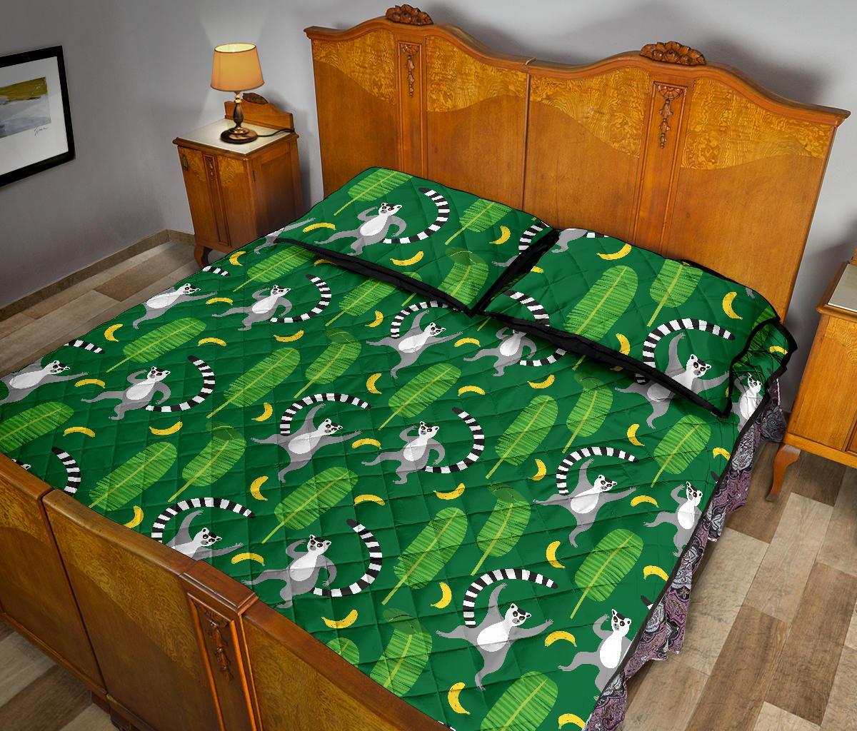 Lemur Print Pattern Bed Set Quilt-grizzshop