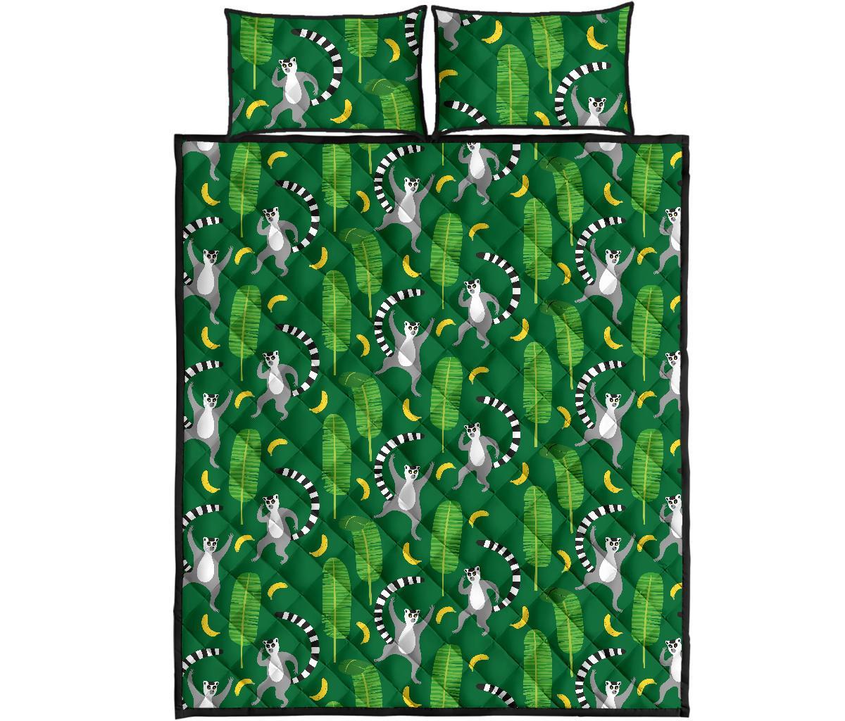 Lemur Print Pattern Bed Set Quilt-grizzshop