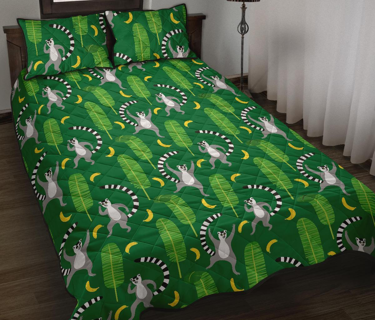 Lemur Print Pattern Bed Set Quilt-grizzshop