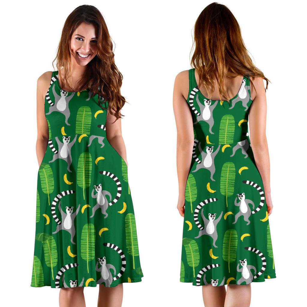 Lemur Print Pattern Dress-grizzshop