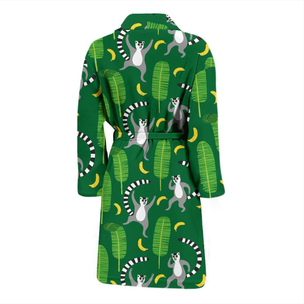 Lemur Print Pattern Men Long Robe-grizzshop