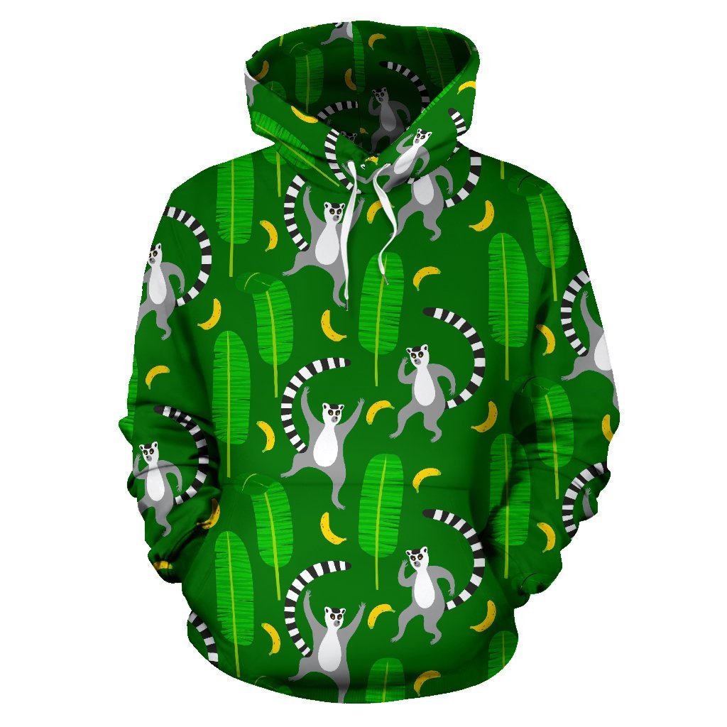 Lemur Print Pattern Men Women Pullover Hoodie-grizzshop