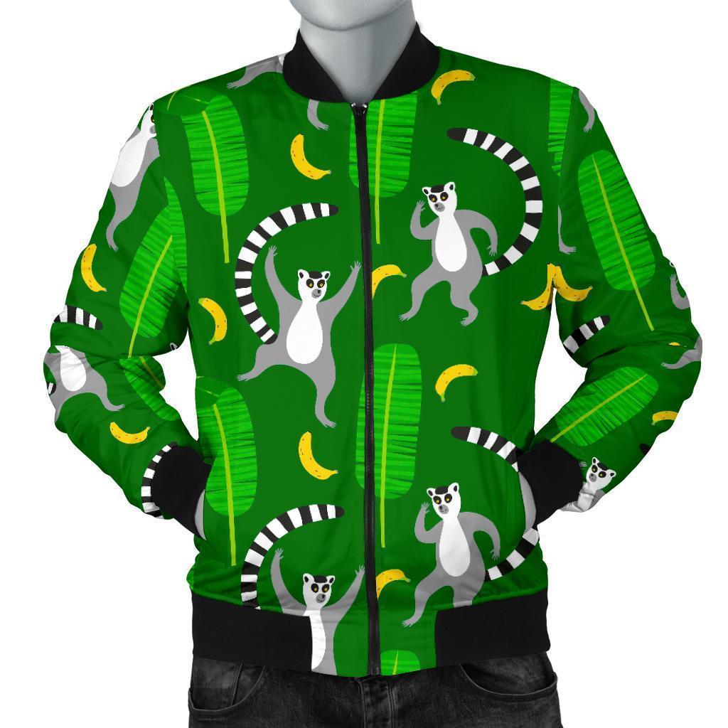 Lemur Print Pattern Men's Bomber Jacket-grizzshop