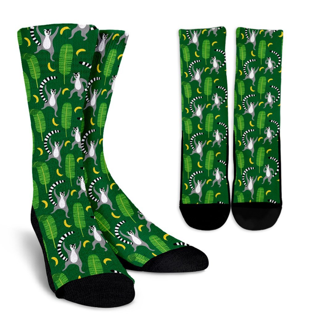 Lemur Print Pattern Unisex Crew Socks-grizzshop