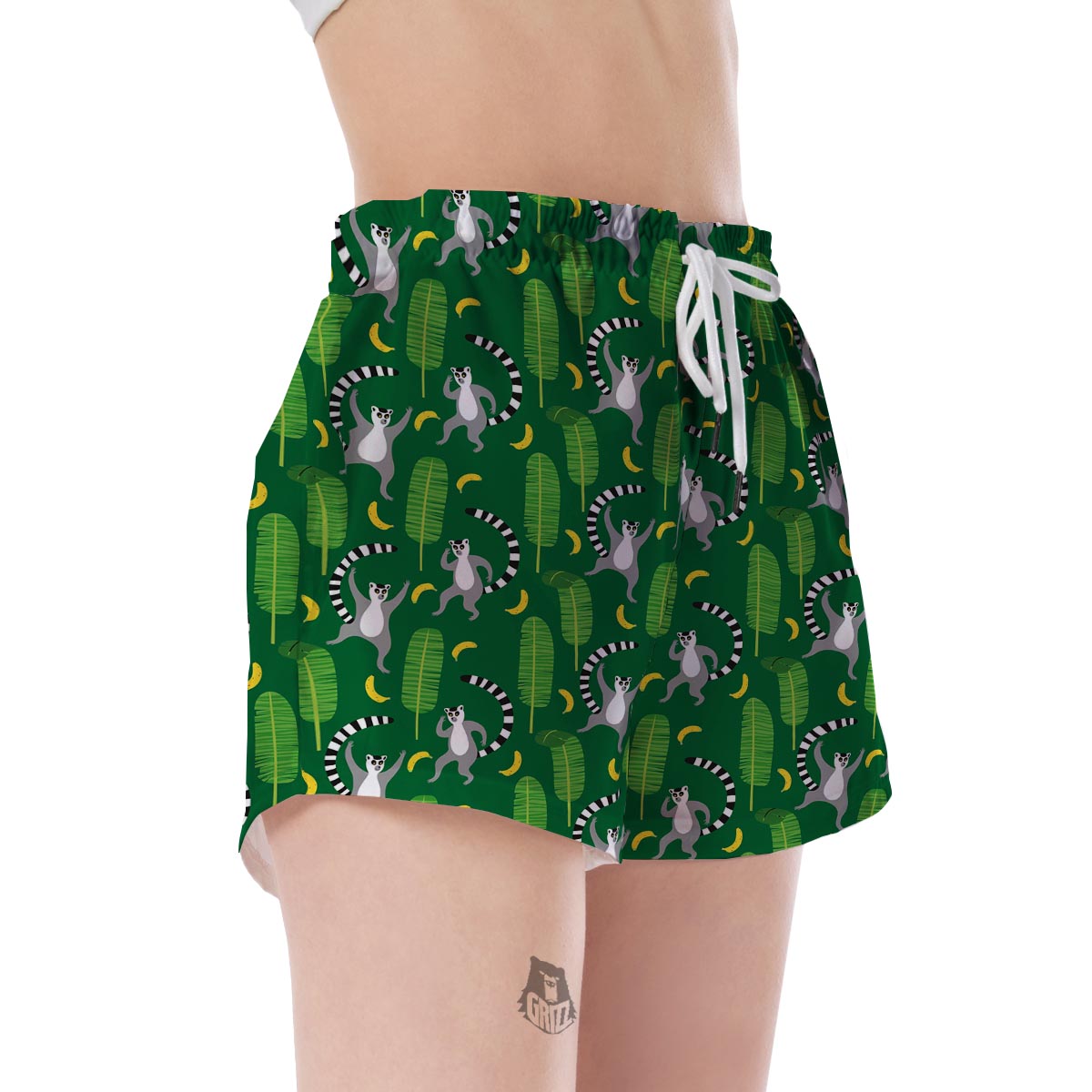 Lemur Print Pattern Women's Shorts-grizzshop