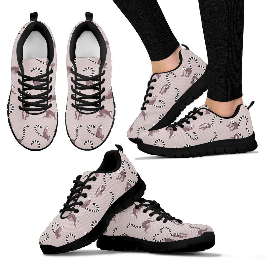 Lemur Pattern Print Sneaker Shoes For Men Women-grizzshop