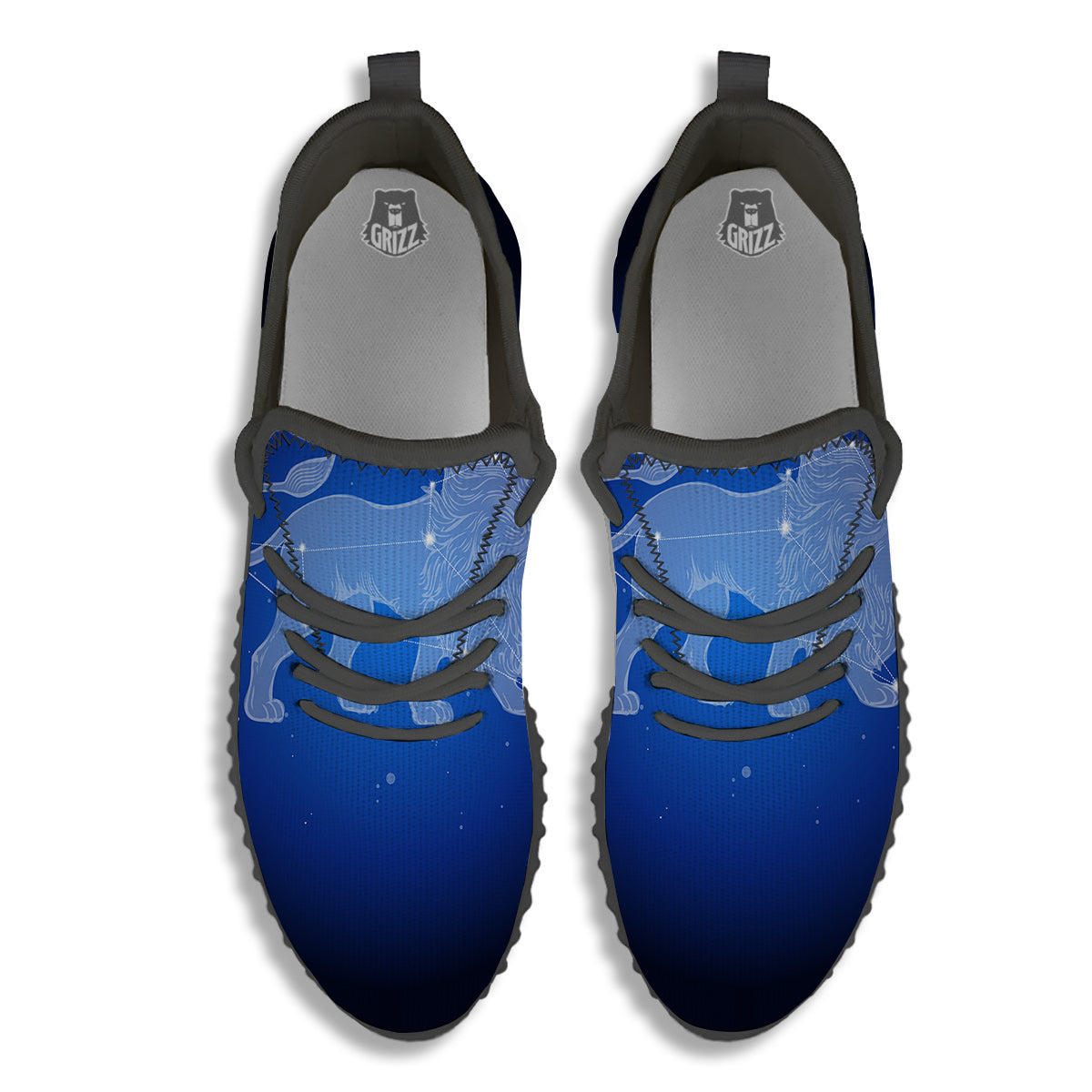 Leo Constellation Print Black Walking Shoes-grizzshop