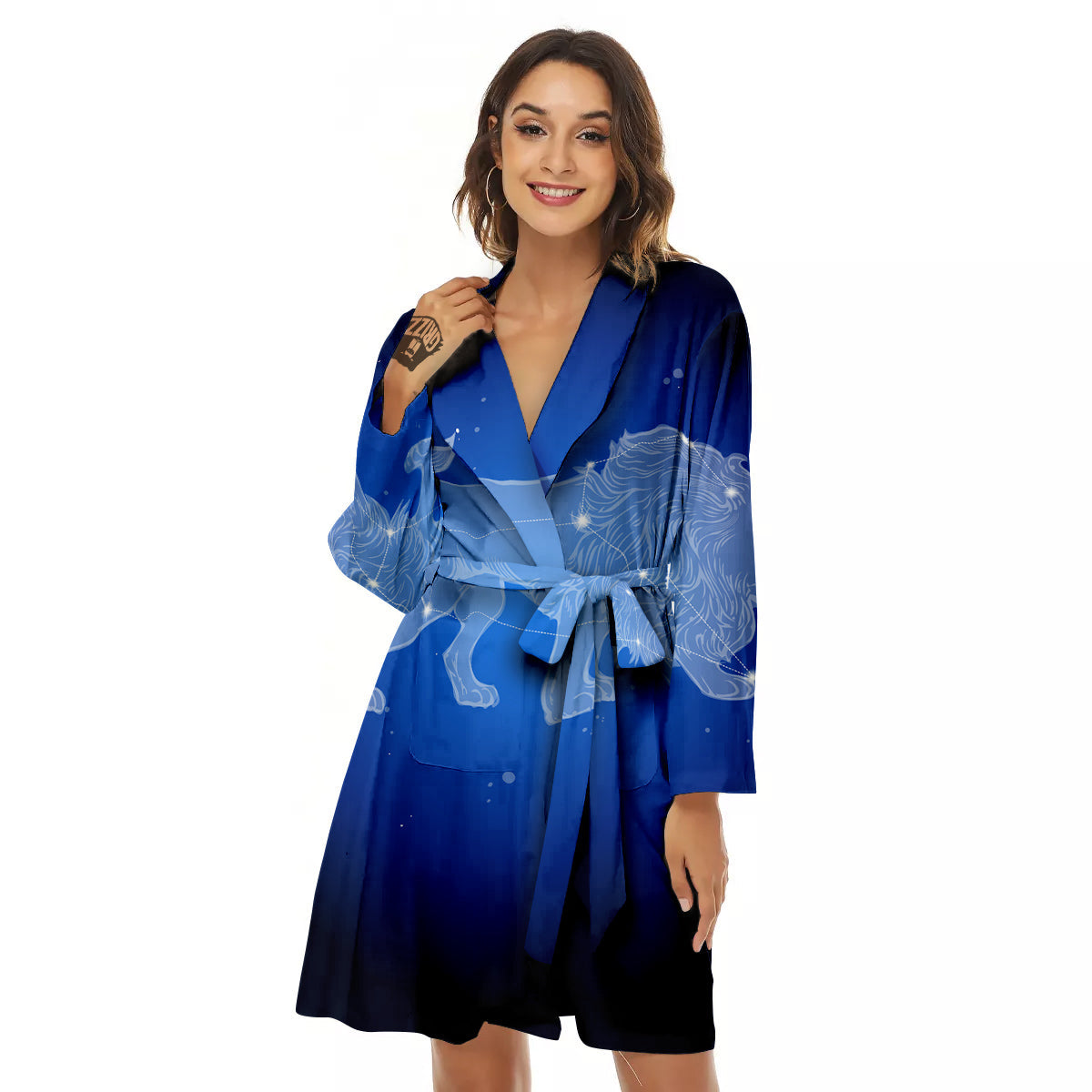 Leo Constellation Print Women's Robe-grizzshop