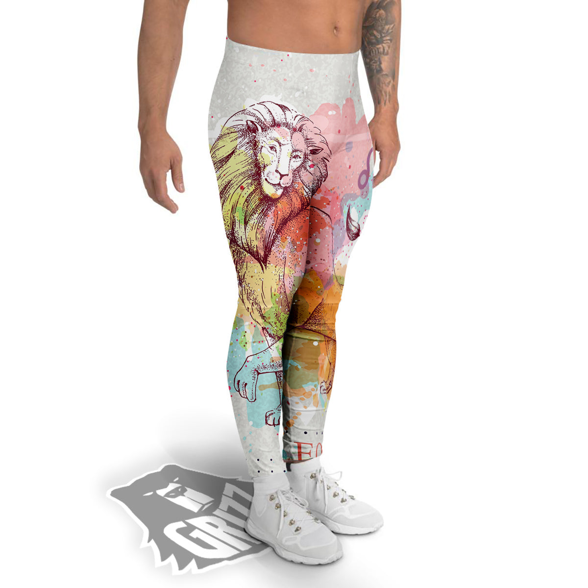 Leo Sign Colorful Print Men's Leggings-grizzshop