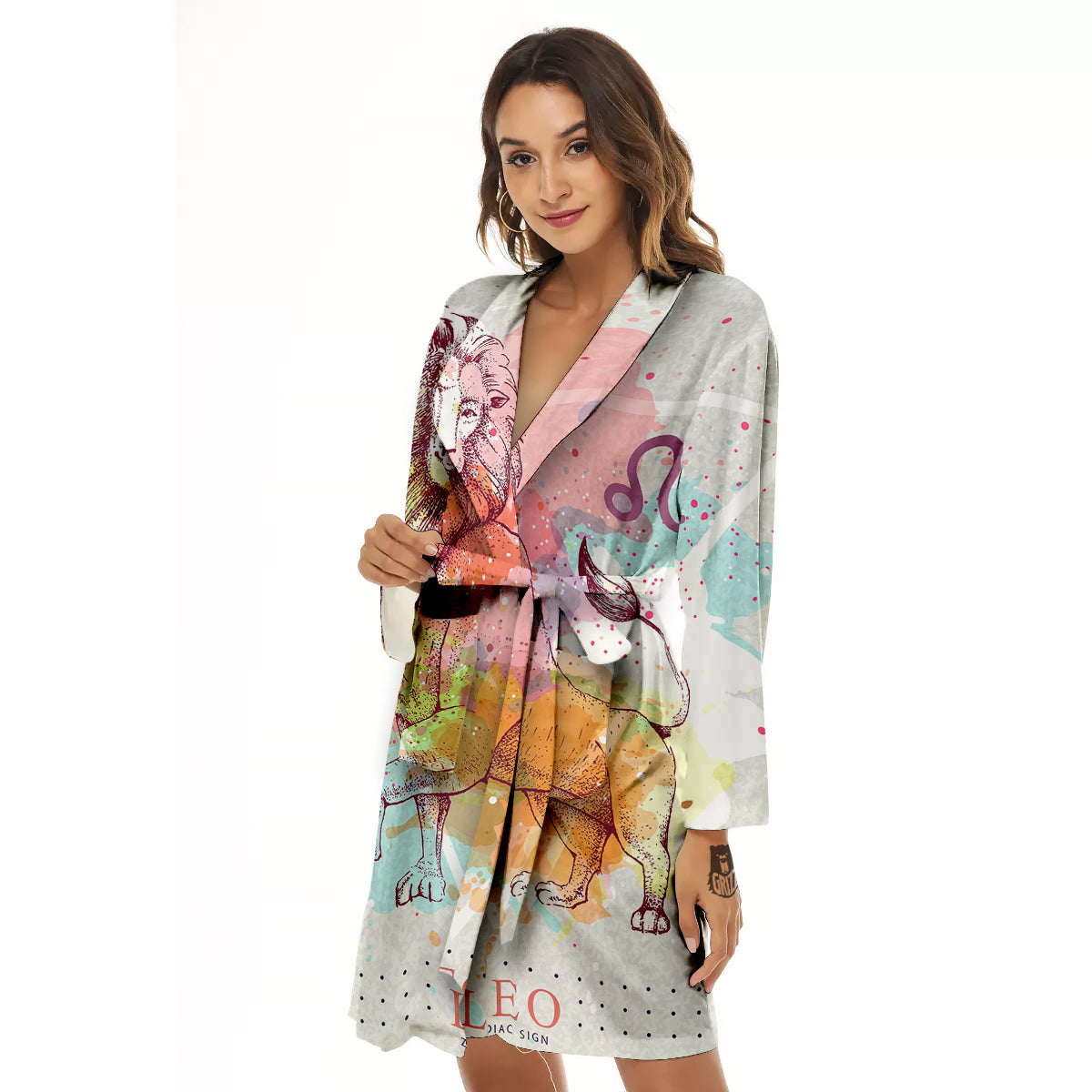 Leo Sign Colorful Print Women's Robe-grizzshop