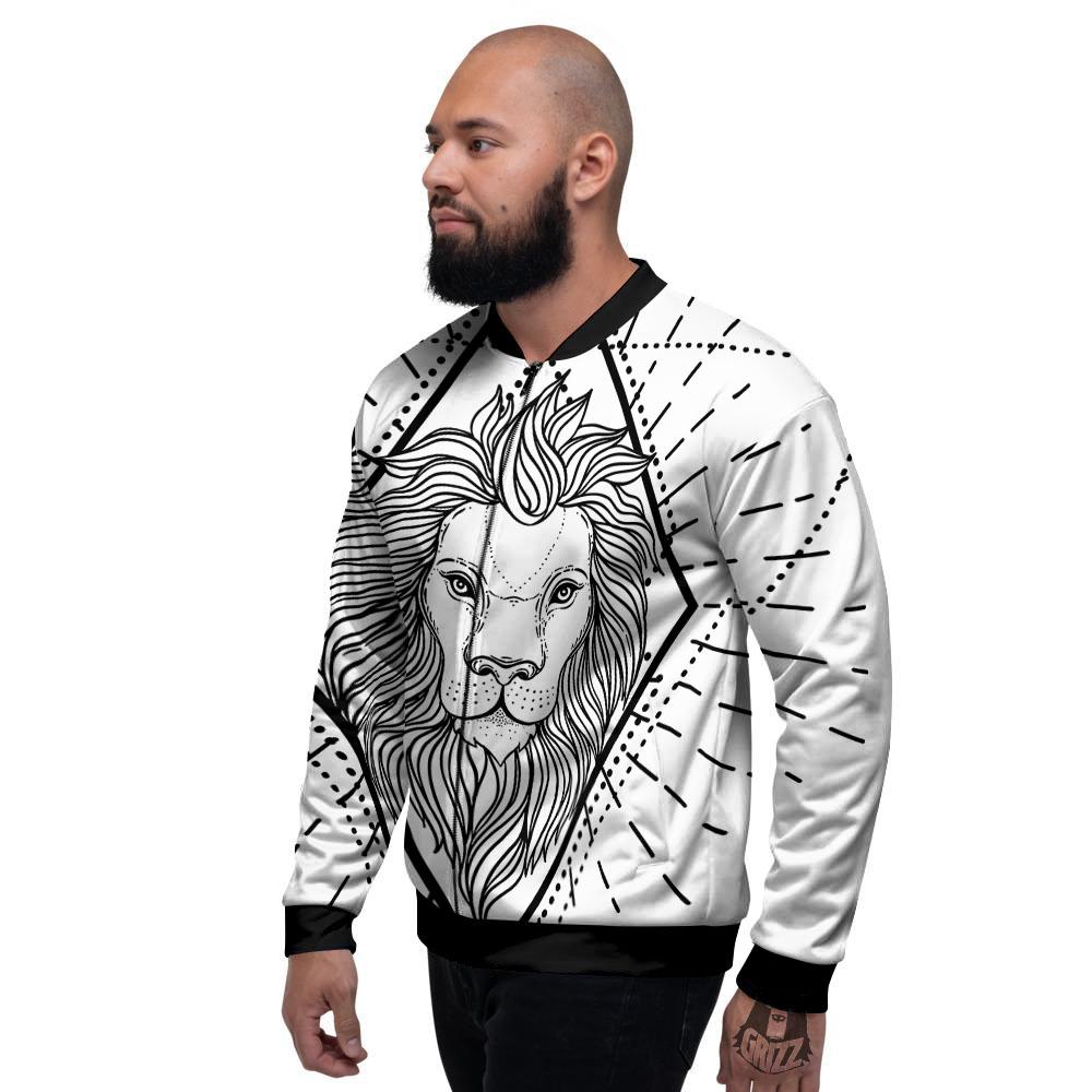 Leo Sign White And Black Print Men's Bomber Jacket-grizzshop