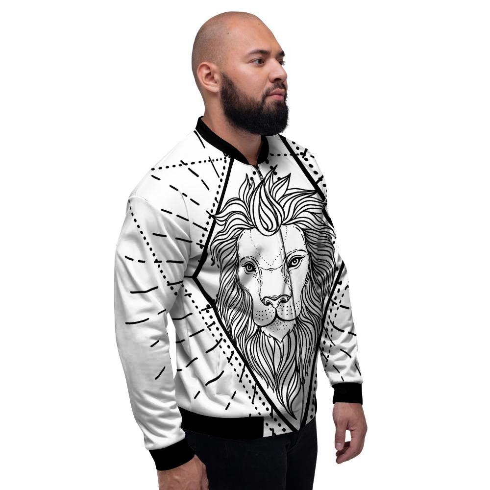 Leo Sign White And Black Print Men's Bomber Jacket-grizzshop