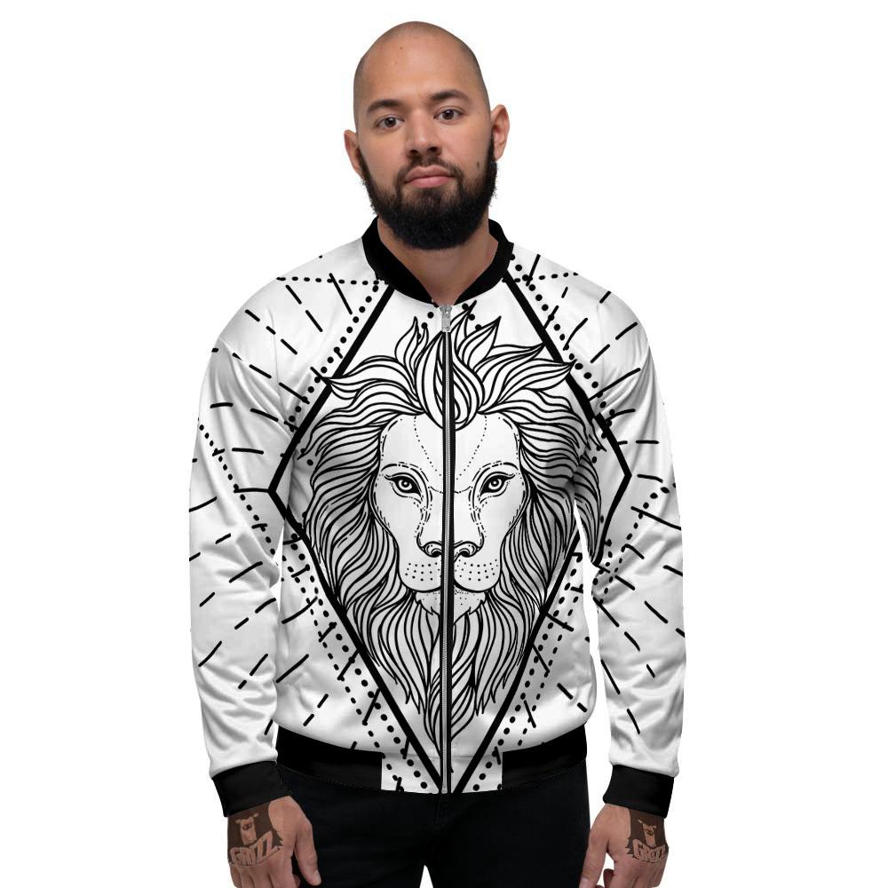 Leo Sign White And Black Print Men's Bomber Jacket-grizzshop