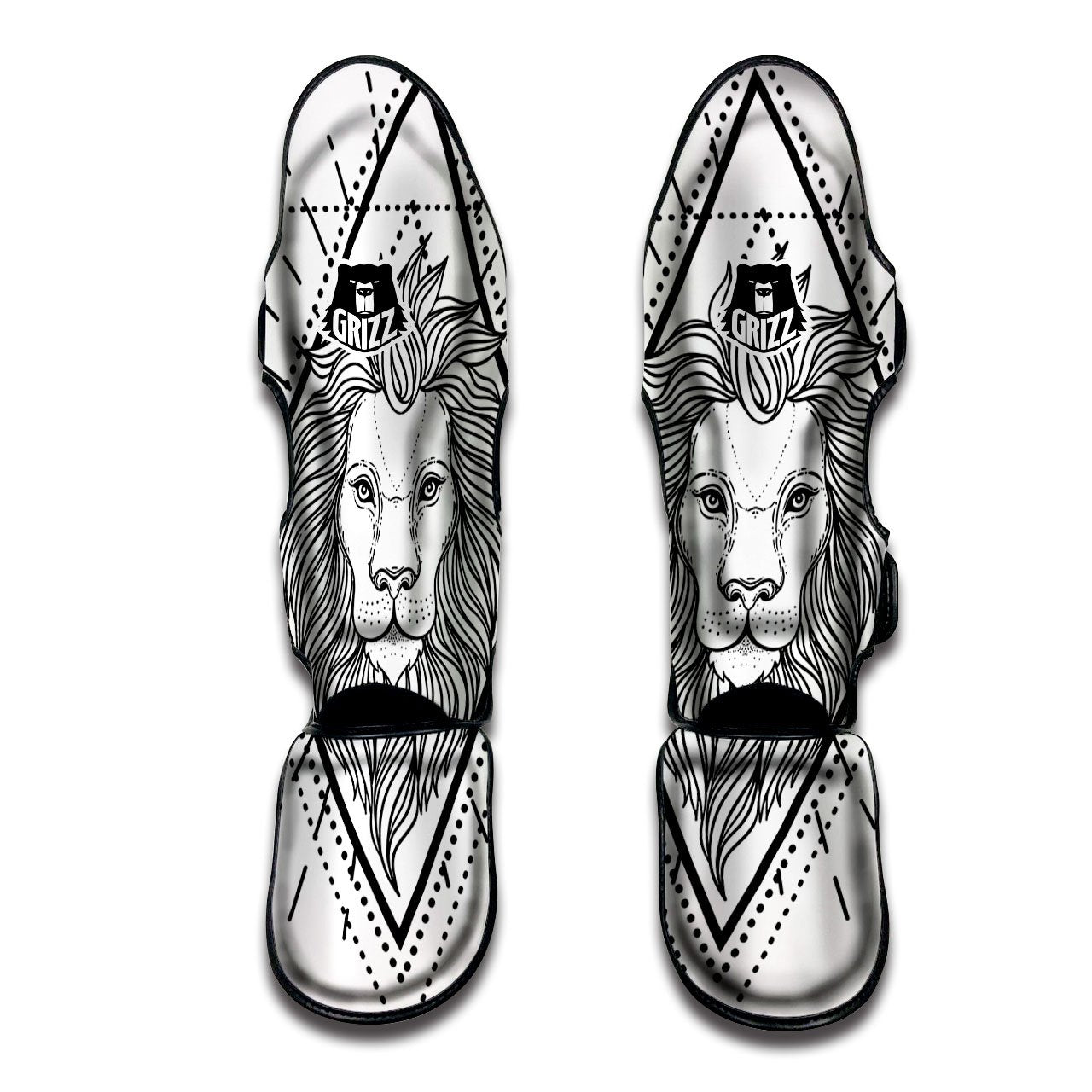 Leo Sign White And Black Print Muay Thai Shin Guards-grizzshop