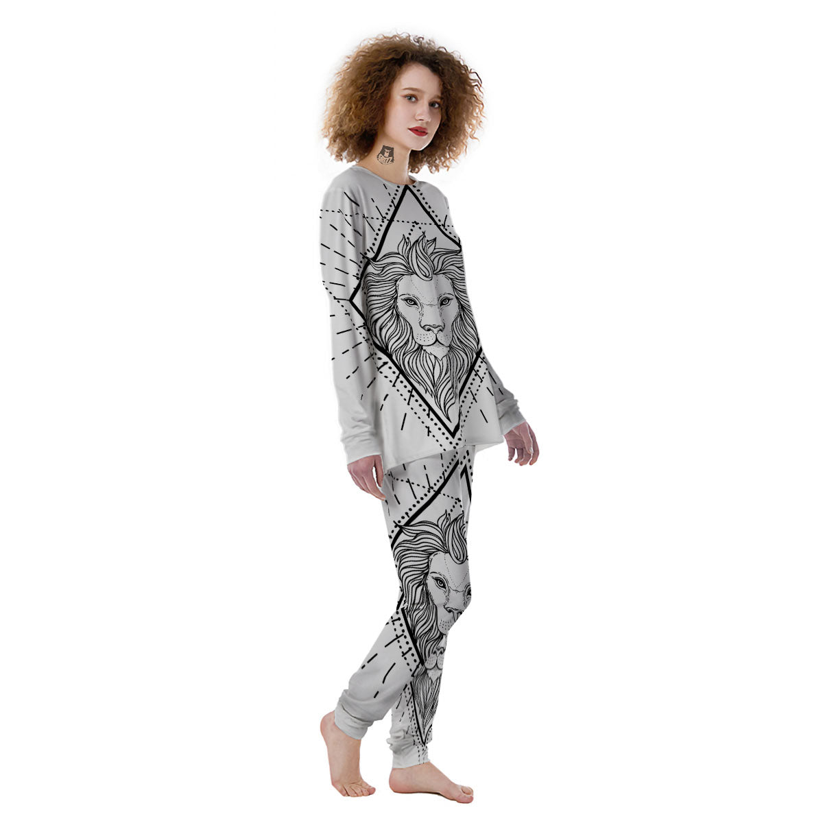 Leo Sign White And Black Print Women's Pajamas-grizzshop