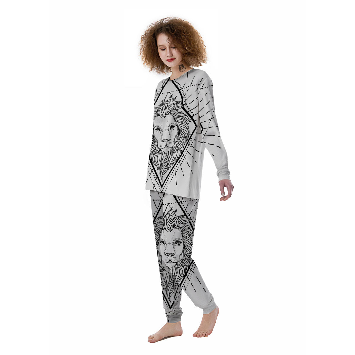 Leo Sign White And Black Print Women's Pajamas-grizzshop