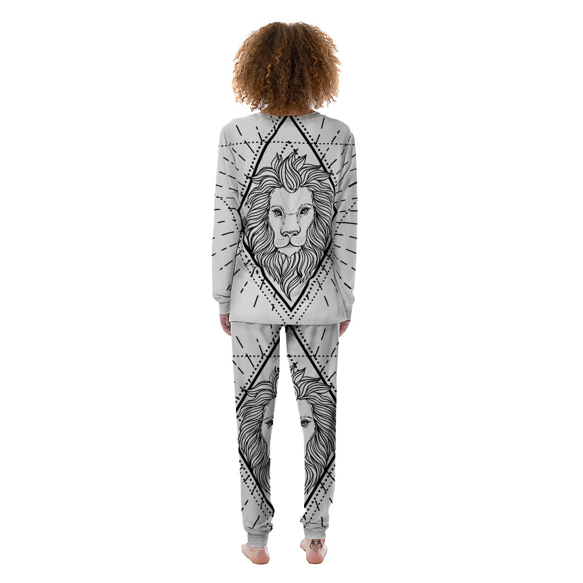 Leo Sign White And Black Print Women's Pajamas-grizzshop