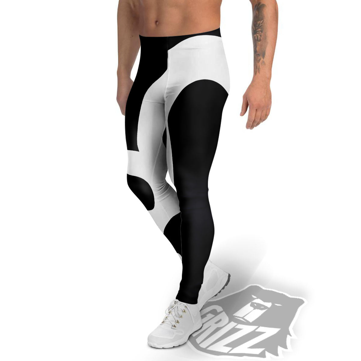 Leo Sign Zodiac White And Black Print Men's Leggings-grizzshop